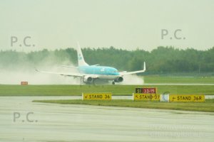 water splash klm jet plane warsaw