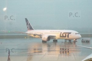 Polish Airlines Dreamliner at Chopin Airport, Warsaw, Poland