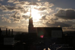 Przemyśl zachód słońca nad kościołem Salezjanów