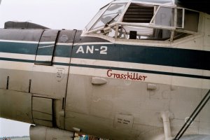 an-2 grasskiller name on fuselage antonov biplane poland