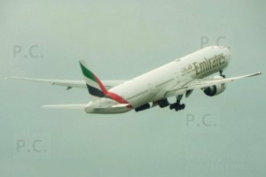 Chopin Airport flying is beautiful Emirates landing gear Poland.JPG