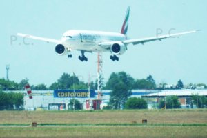 Emirates after long haul flight Warsaw Poland photo P. Chorazykiewicz.JPG