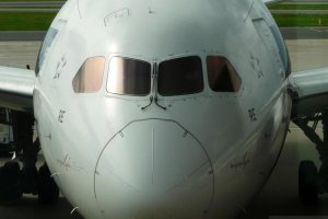 lot polish airlines b 787 dreamliner sp-lre front view widok z przodu.JPG