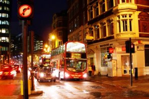 london bus taxi virgin megastore.JPG
