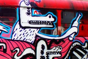 vintage tramway amusing graffiti lvov.JPG