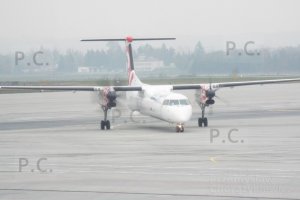 kołujący Bombardier w Rzeszowie